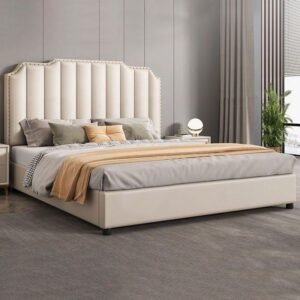 Solid Timber Pallet Bed Frame with Button-Tufted Headboard