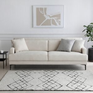 Furnista Modern Boucle Fabric Sofa 3 Seater Canape Upholstery Fabric Sofa with Metal Legs Living Room Furniture