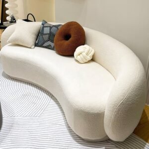 Furnista Scandinavian Minimalist Cream Curved Home Lounge Sofa Simple Modern Sponge for Small Living Room Apartment Clothing Store Lounge