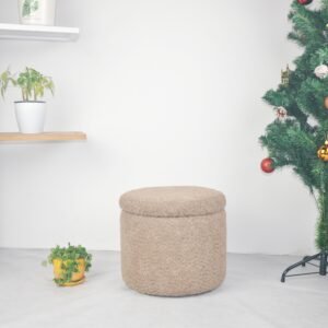 Furnista Modern Round Storage Ottoman Stool with Removable Lid Footstool Suitable for Living Room Bedroom
