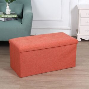 Furnista Modern Furniture Linen Ottoman Storage Stool for Living Room Bedroom School or Apartment Use