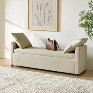 Furnista Modern Style Bedroom Bed End Long Stool Upholstered Ottoman Storage Benches